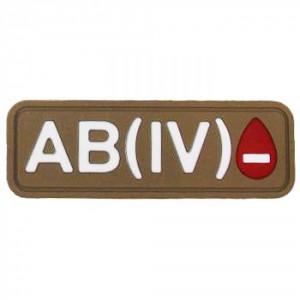 Патч ПВХ "Группа крови" AB (IV) Rh- (25х72 мм) / Койот / арт.19403098 [STICH PROFI]